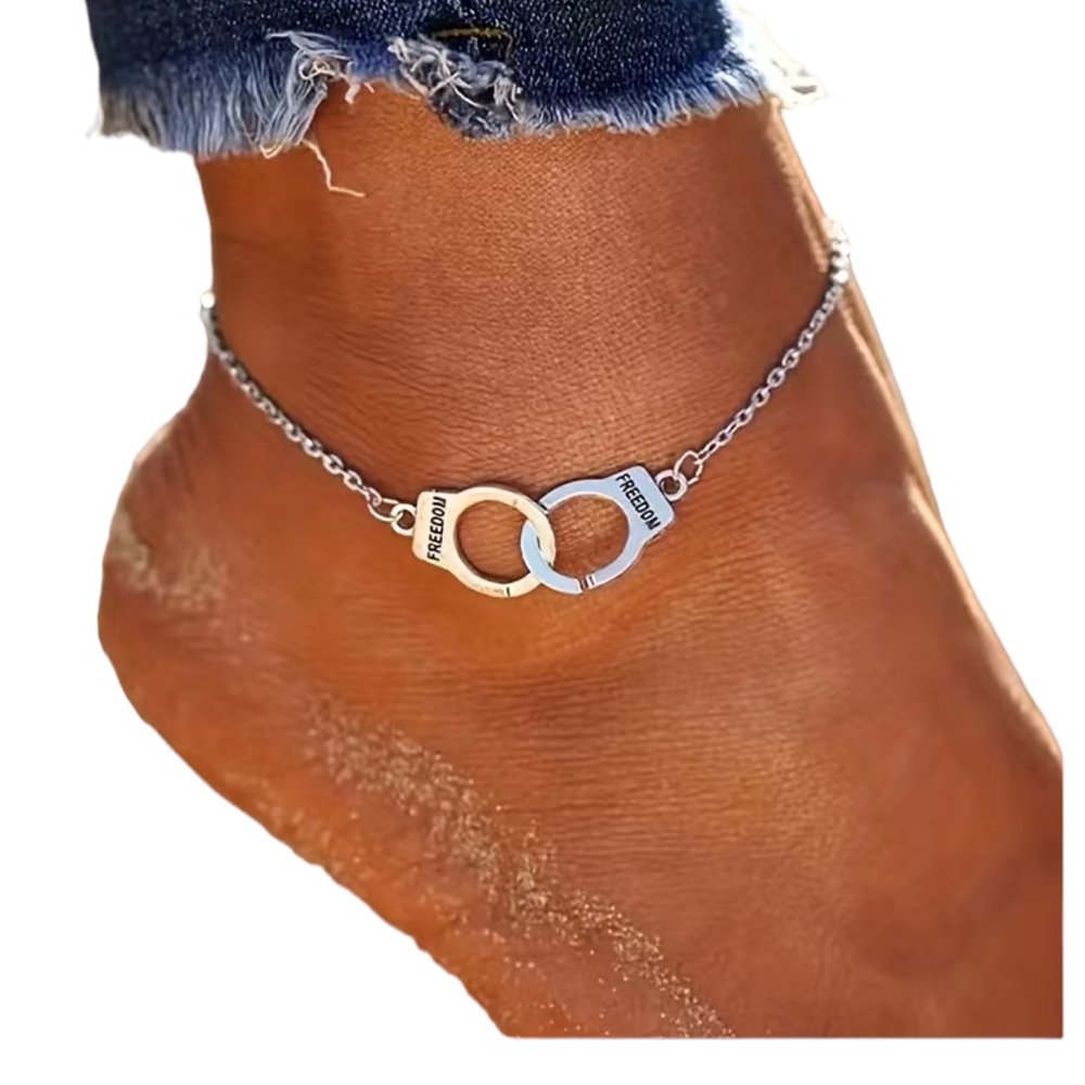 Silver Handcuffs Adjustable Anklet Bracelet
